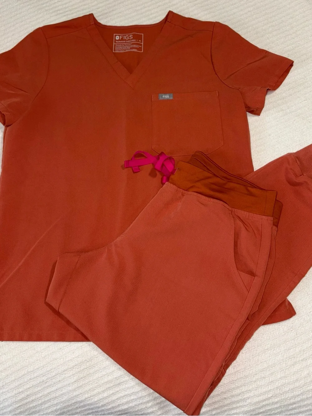 Figs Terracotta Orange Matching Scrub Top and Joggers Set
